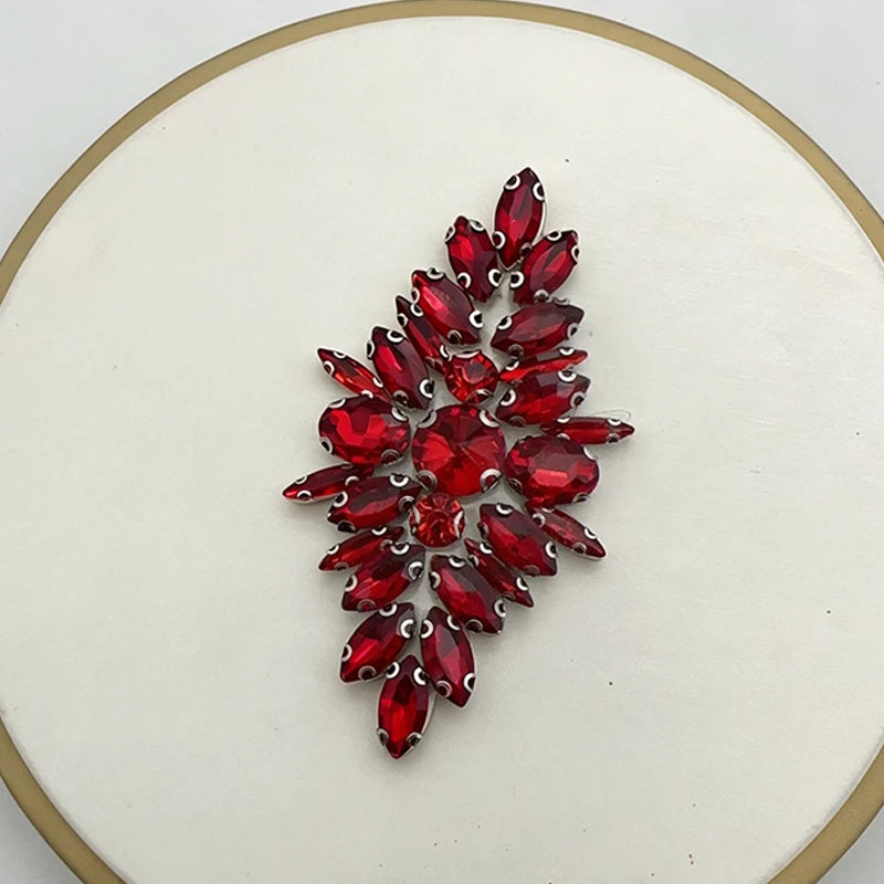 Iron-On Rhinestone Floral Applique – Crystal Patch for Bridal DIY