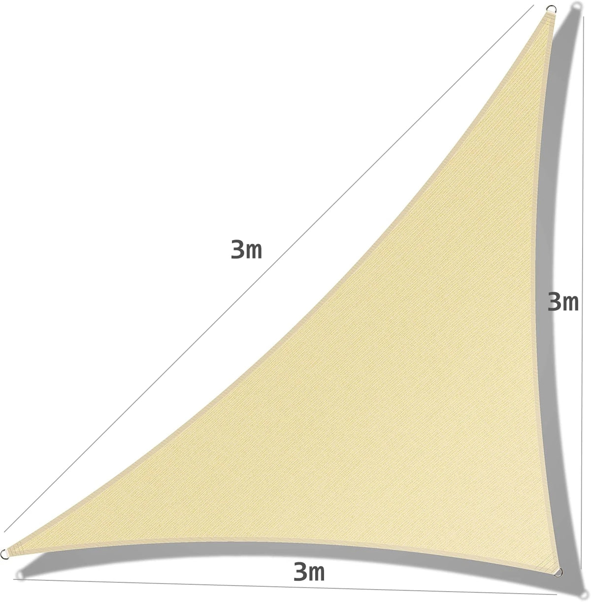 Sun Shade Sail Triangle & Rectangle HDPE Canopy – Patio Garden Sun Shade Sail PRIMED 3x3x3m