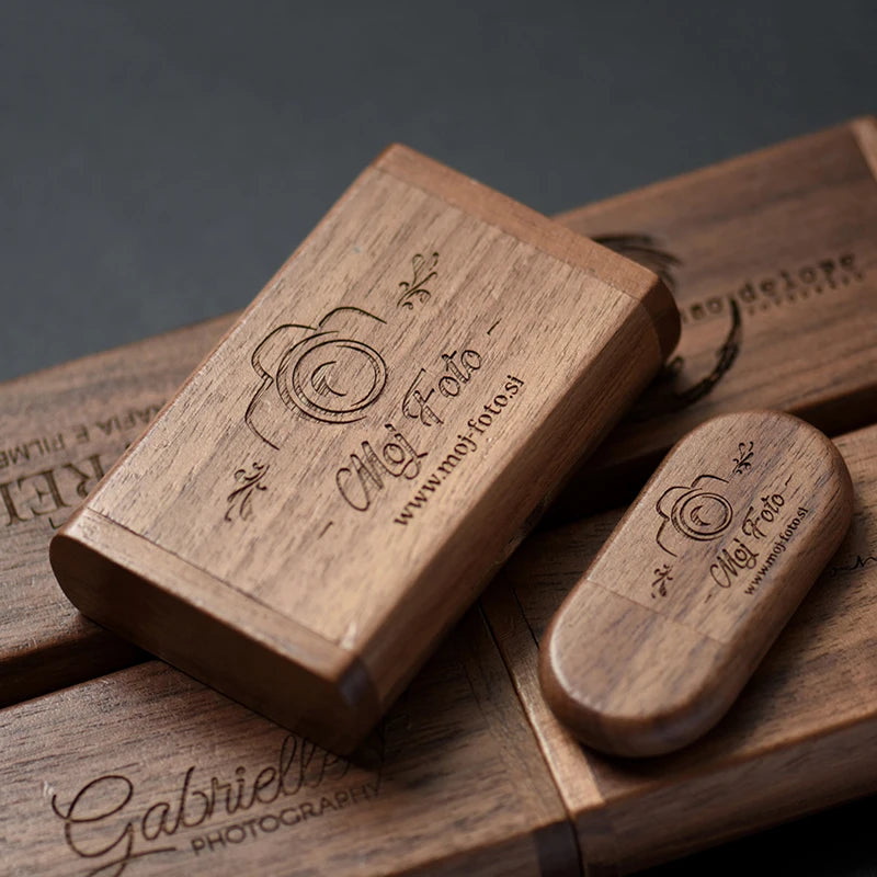 Wooden USB Flash Drive 4–64GB | Free Custom Logo | Gift Box