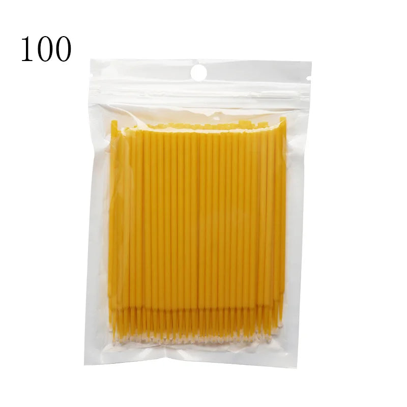 Micro Disposable Eyelash Applicator Brushes – 50/100 Pack Makeup Applicator Brushes PRIMED 100Pcs Yellow