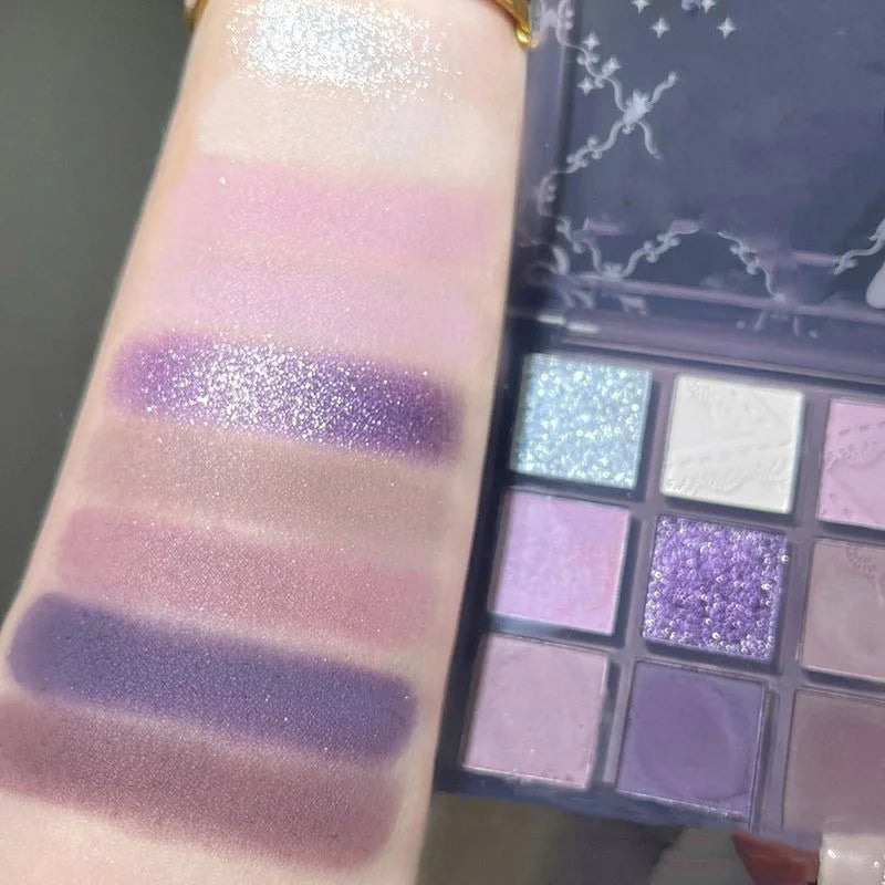 Purple Lavender 9-Color Glitter Eyeshadow Palette | Shimmer & Matte Eyeshadow Palette PRIMED