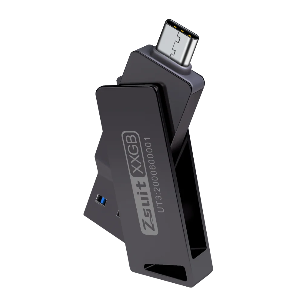 Zsuit 2-in-1 USB-C & USB 3.0 Flash Drive 64GB 128GB Rotate