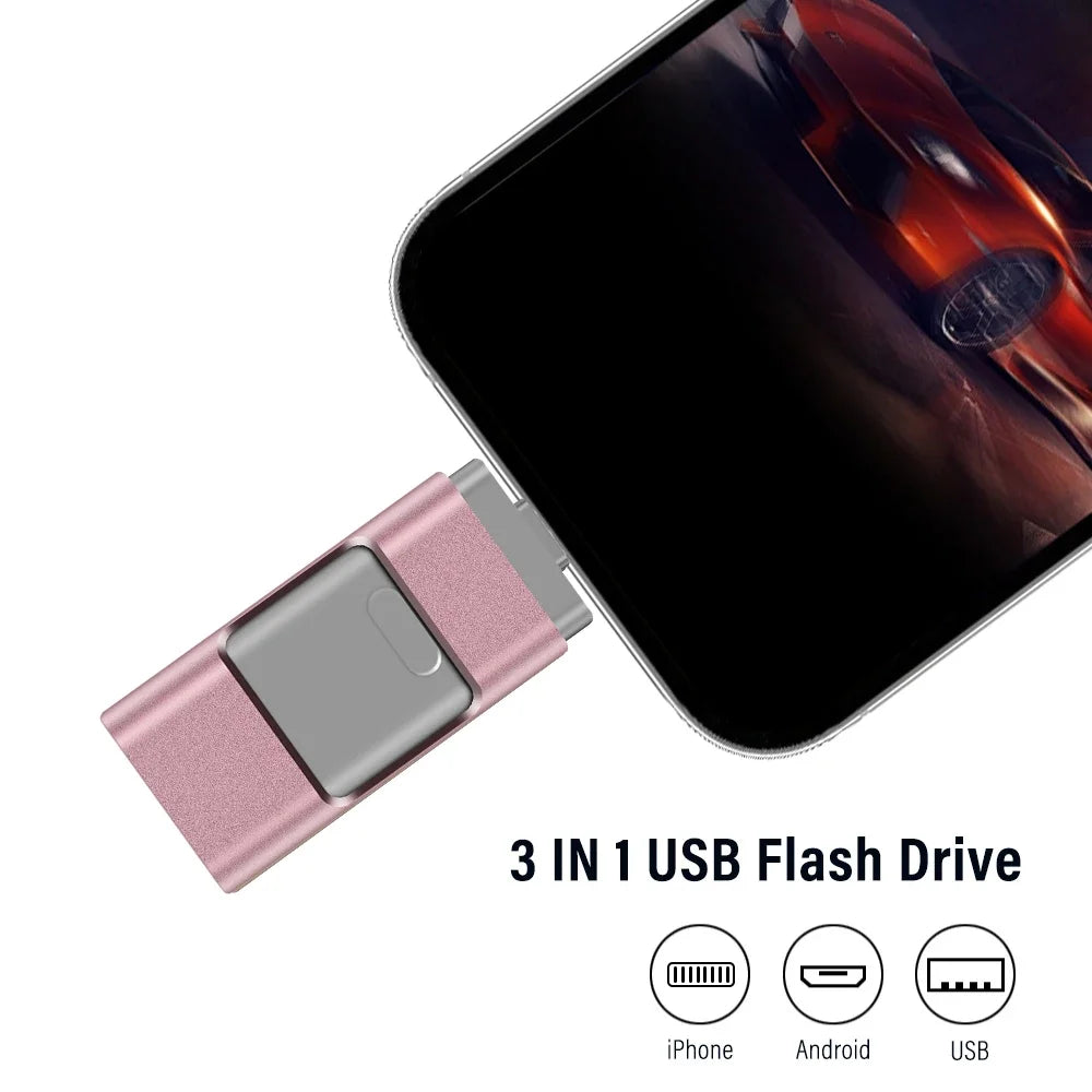 JASTER 3-in-1 USB 3.0 Flash Drive 256GB for iPhone iPad USB Flash Drive PRIMED 16 GB Roes Gold CN
