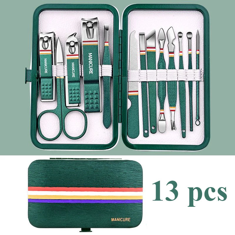 Stainless Steel Nail Care Kit – Manicure & Pedicure Set + Case Nail Care Kit PRIMED 13pcs set