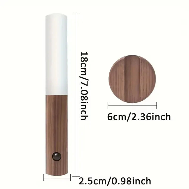 Wooden Motion Sensor Night Light – Rechargeable Magnetic Wall Lamp