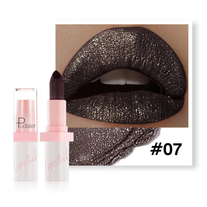 Pudaier Diamond Lipstick 10 Shades – Waterproof Glitter Lip