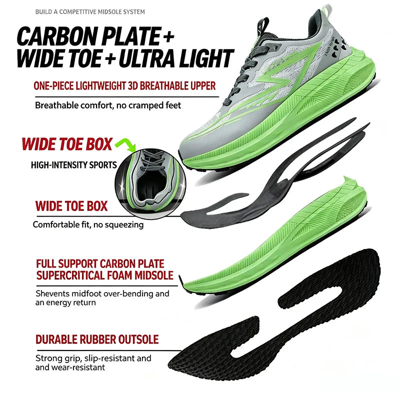 LETCOMFIT Carbon Plate Running Shoes – Lightweight Sneakers Running Sneakers PRIMED