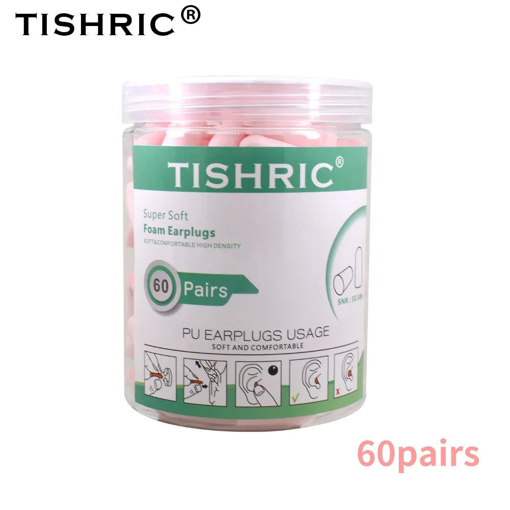 Soft PU Foam Earplugs 30/60 Pairs – 35.5dB Noise Reduction | TISHRIC Foam Earplugs PRIMED 60 pairs pinks China Mainland