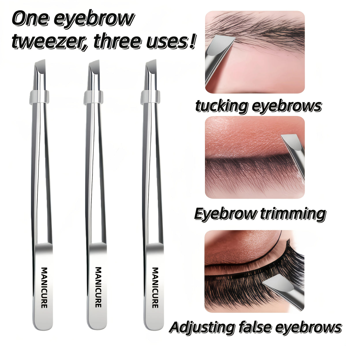 Stainless Steel Slant Tip Tweezers – Eyebrow & Facial Hair