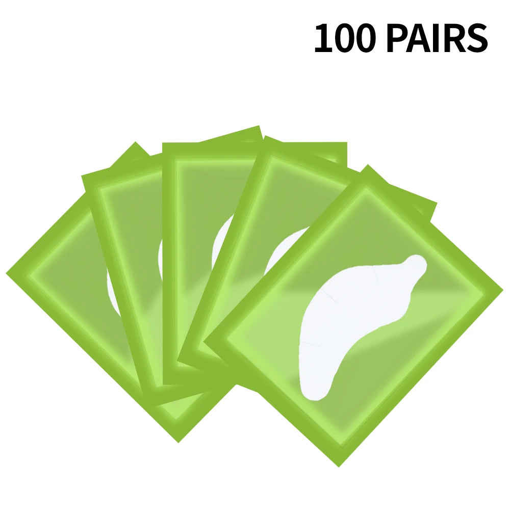 100 Pairs Hydrogel Under Eye Pads for Eyelash Extensions Eyelash Extension Pads PRIMED YB-100pcs Green