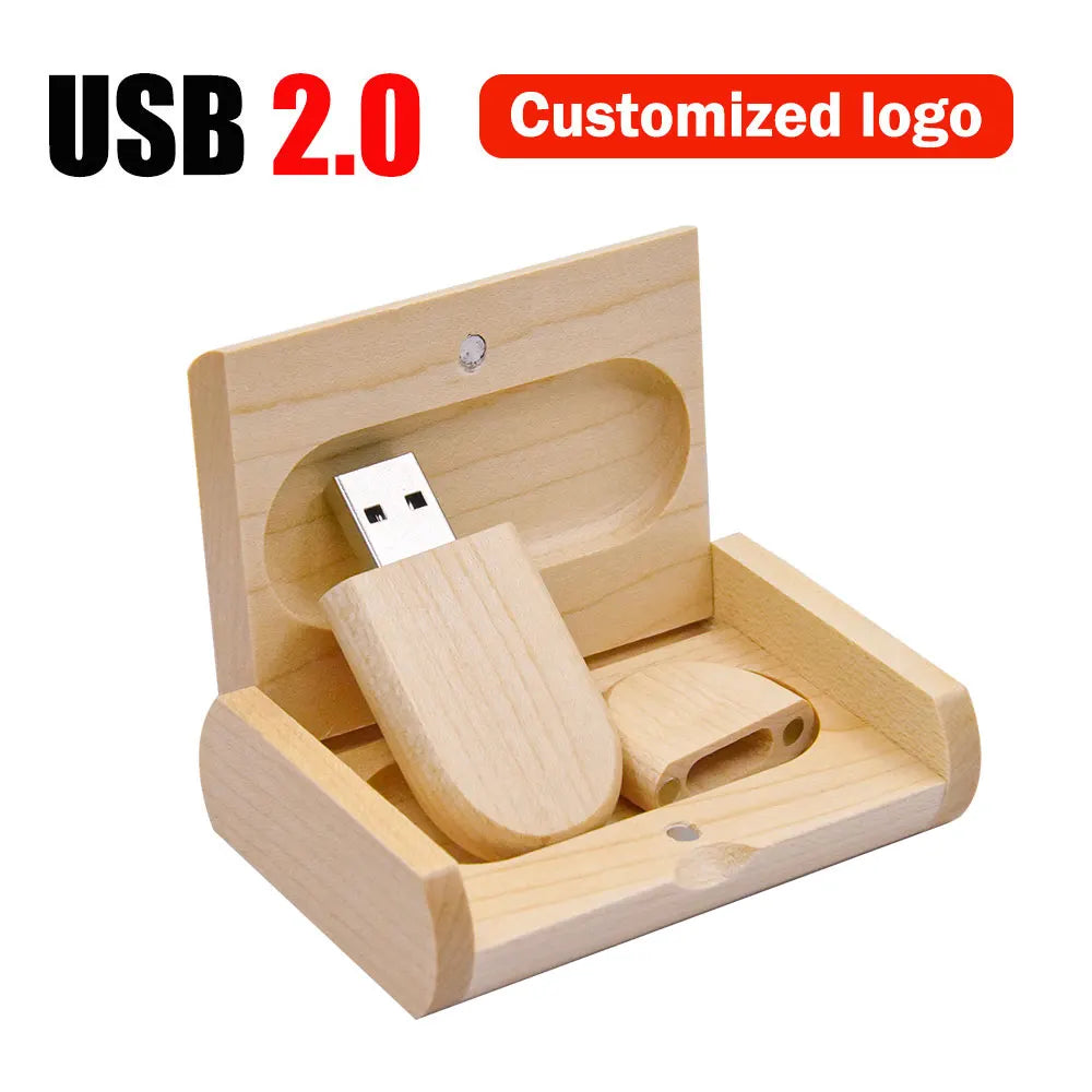 Wooden USB Flash Drive 4–64GB | Free Custom Logo Engraving