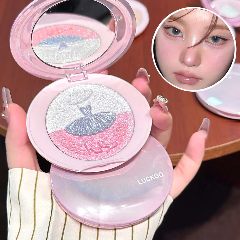 3-Color Pearl Shimmer Highlighter Palette – Face & Body Glow