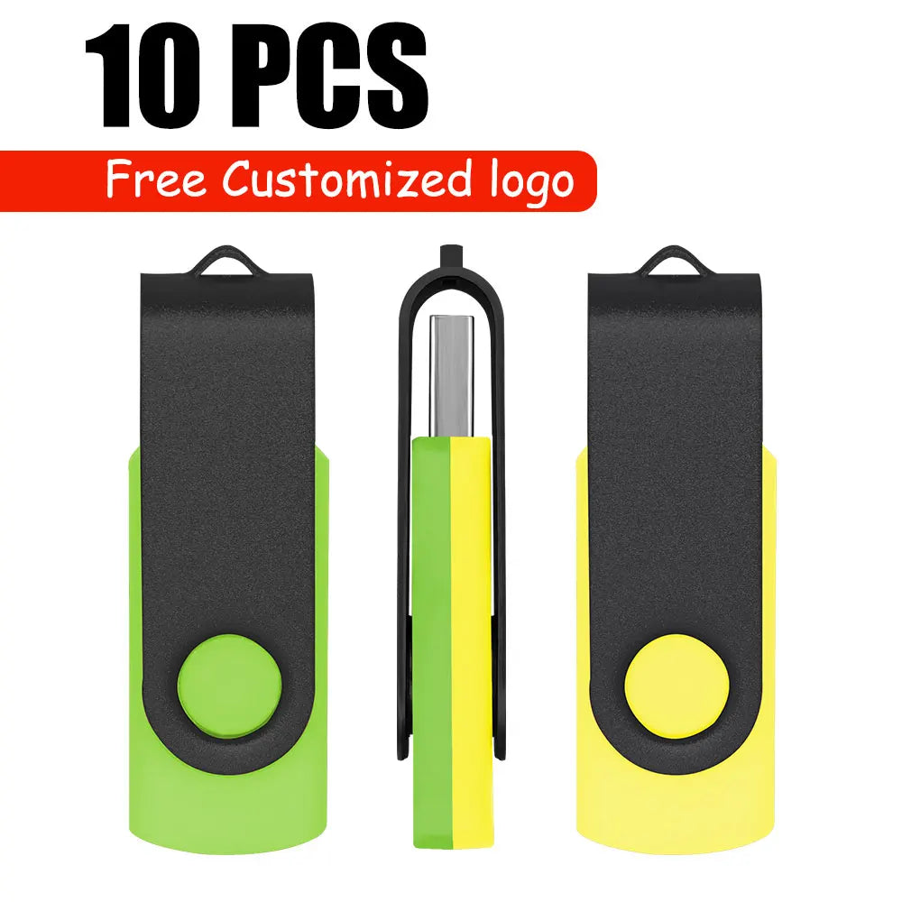 10-Pack Custom Logo Metal USB Flash Drives 256MB–128GB USB Flash Drive PRIMED 1GB x 10PCS green-yellow-A