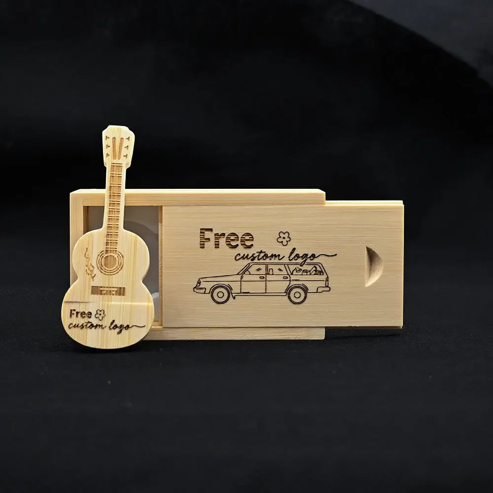 Wooden Guitar USB Flash Drive Bulk | Custom Logo 16–128GB USB Flash Drive PRIMED