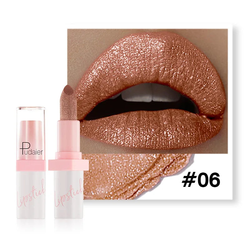 Pudaier Diamond Lipstick 10 Shades – Waterproof Glitter Lip