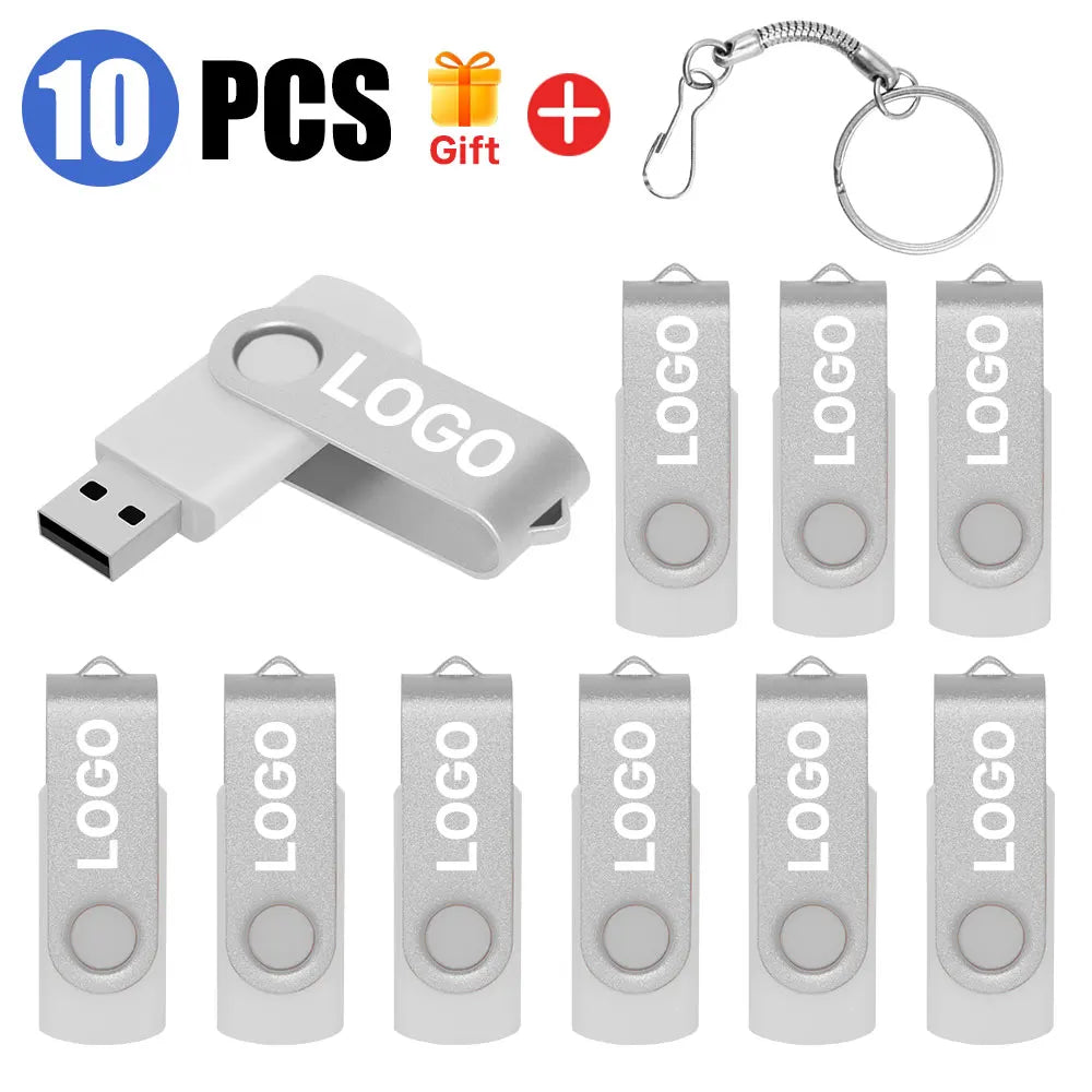 10-Pack Colored USB Flash Drives 1GB–64GB | Free Custom Logo USB Flash Drive PRIMED 256MX10PCS White-10pcs