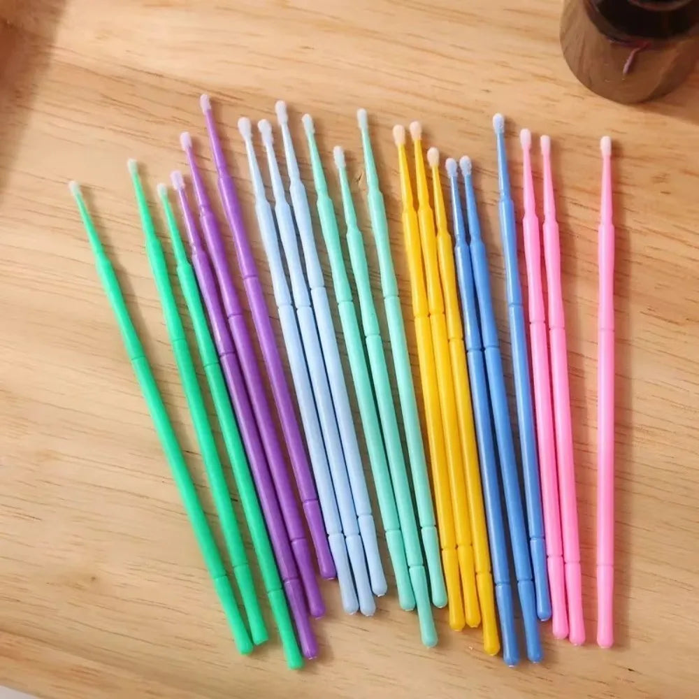 100Pcs Disposable Micro Applicator Brushes – Eyelash Extension Lash Applicator Brushes PRIMED
