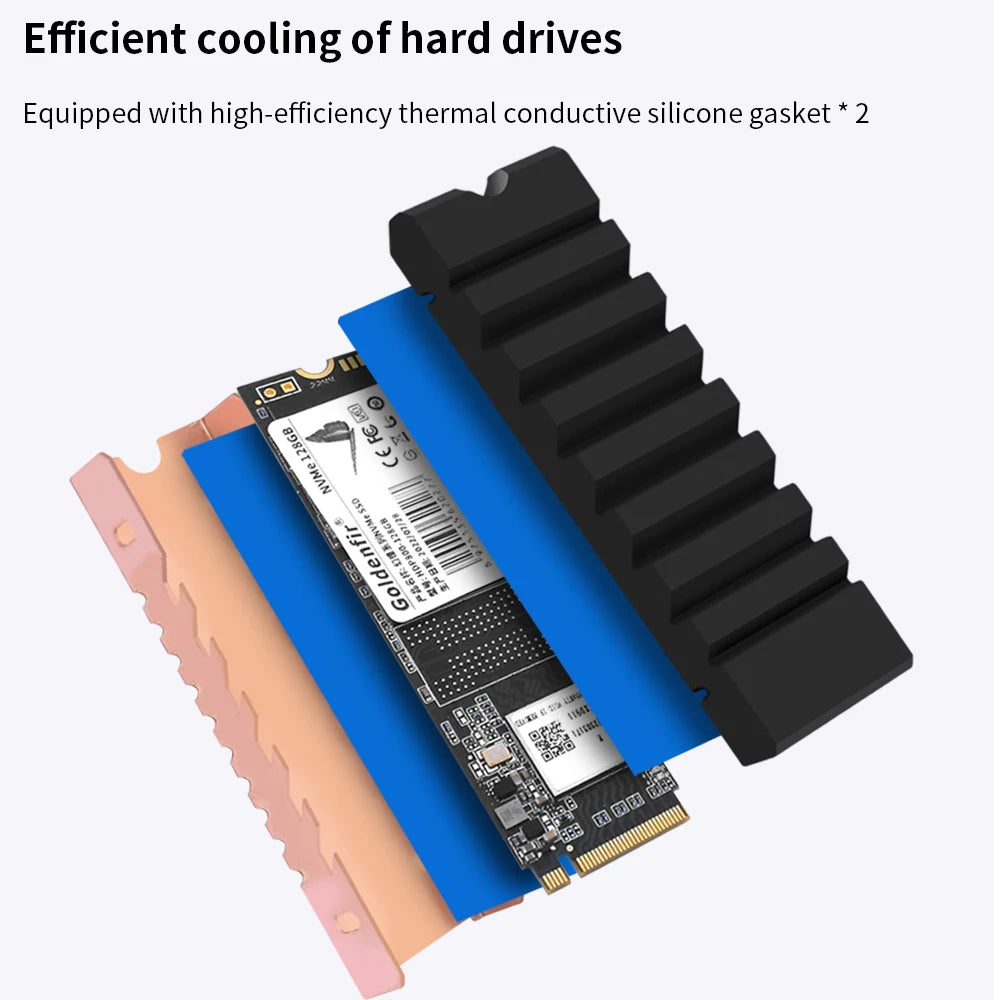 TISHRIC M.2 2280 SSD Heat Sink – Copper Aluminum & Thermal Pad SSD Heat Sink PRIMED
