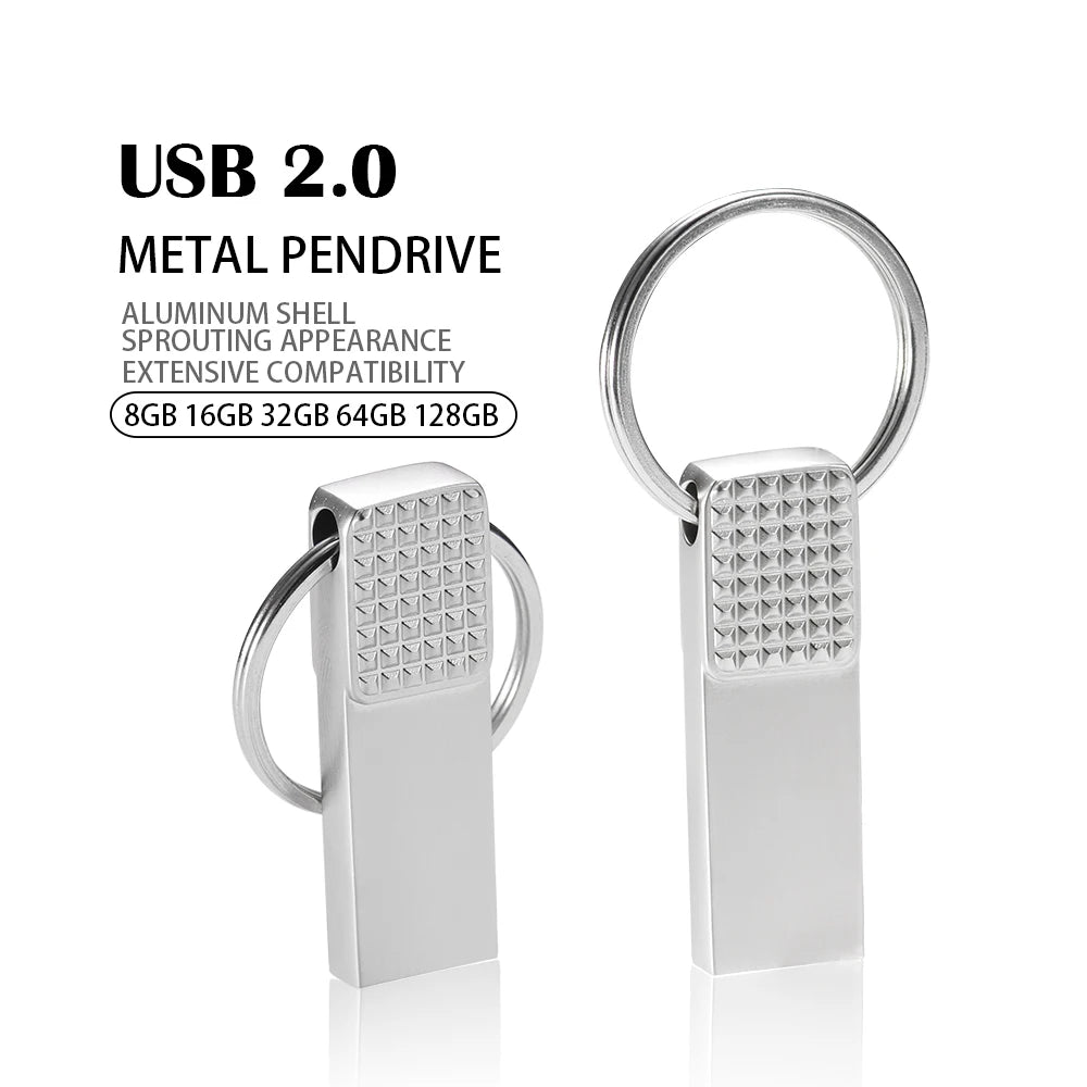 JASTER Metal USB Flash Drive 2.0 | 4GB–128GB Silver Pen Drive USB Flash Drive PRIMED