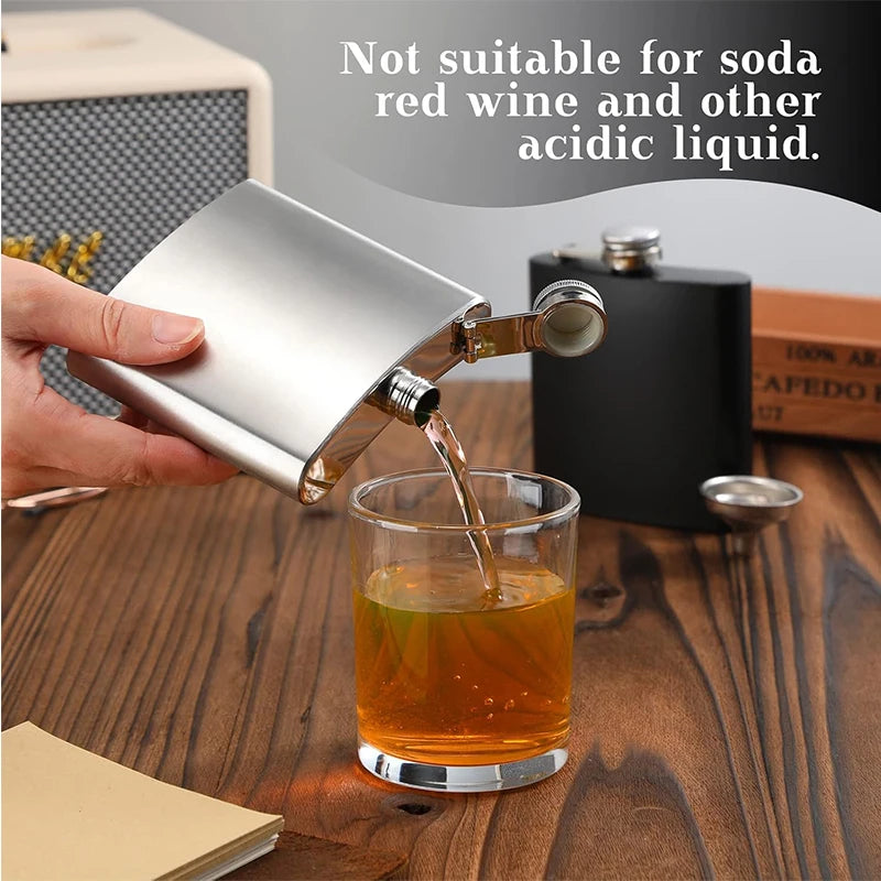 LMETJMA 6oz Stainless Steel Hip Flask with Funnel – Leak Proof Hip Flask PRIMED