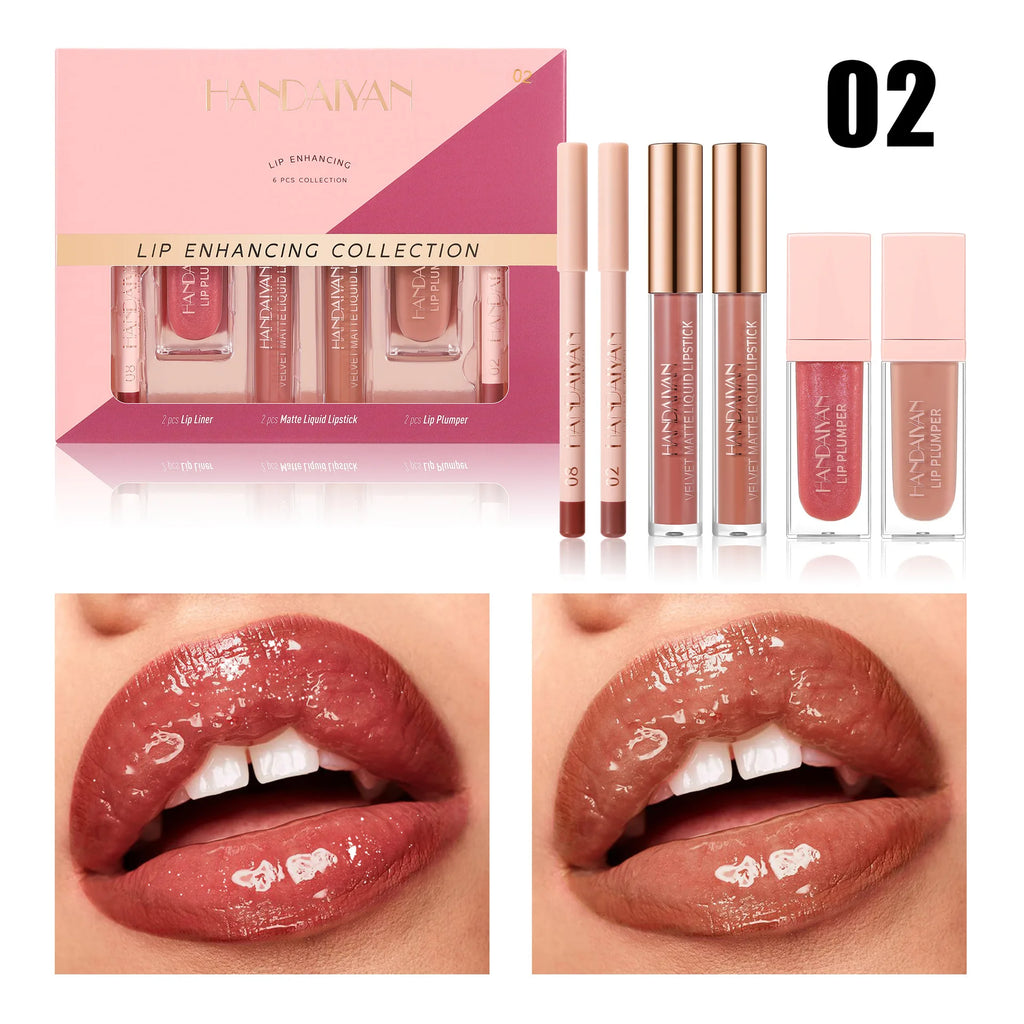 Handaiyan 6-Pc Matte Lipstick Set – Waterproof Long-Lasting Lip Makeup Set PRIMED 02