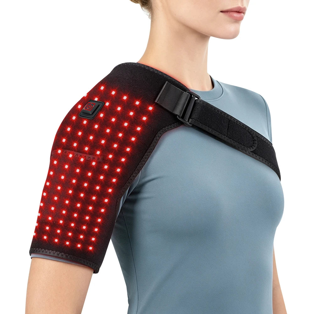 USB Heated Shoulder Wrap | 105 LED 660nm Red Light Therapy Heated Shoulder Wrap PRIMED black