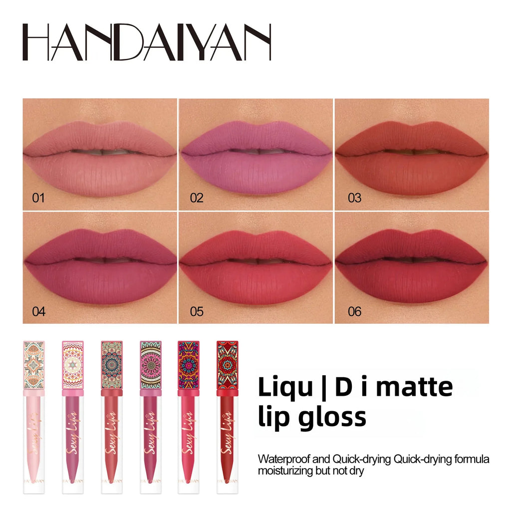 Handaiyan Bohemian Matte Liquid Lipstick – 6 Earth Tone Shades Matte Liquid Lipstick PRIMED