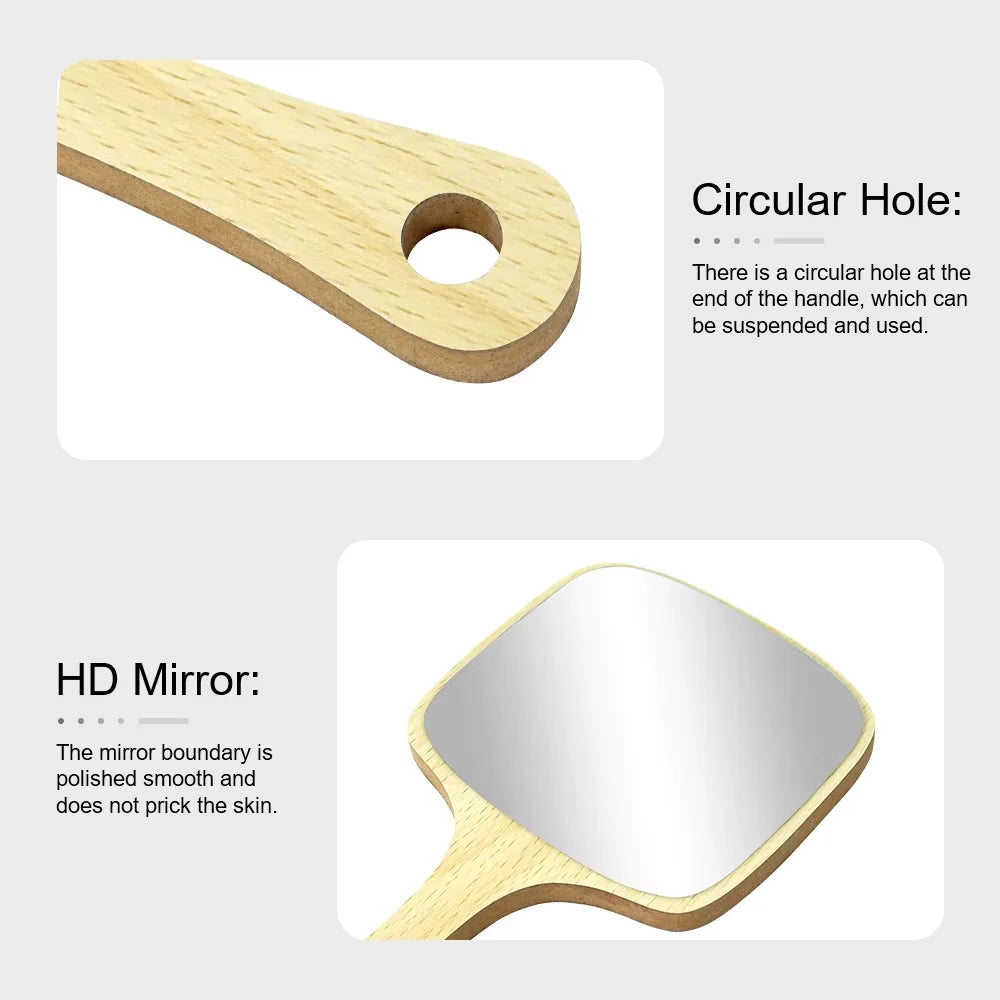 Wooden Handheld Mirror – Salon, Barber & Home Use