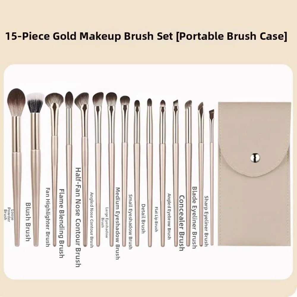 Gold Angled Makeup Brush Set – Contour, Nose & Eye Kit