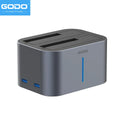 GODO Dual Bay HDD Docking Station SATA USB 3.0 Offline Clone HDD Docking Station PRIMED EU PLUG 5 Gbps SATA