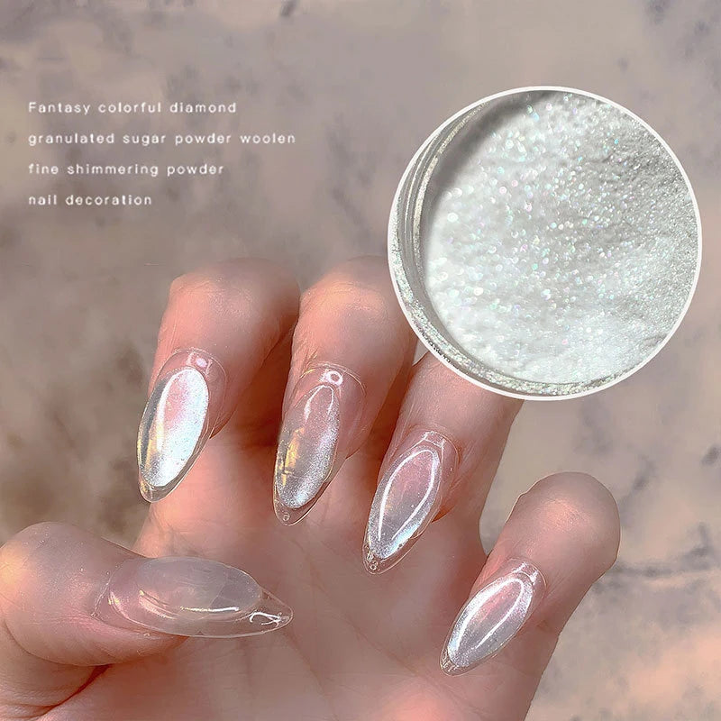 Pearl Aurora Chrome Nail Glitter Powder – Mirror Shimmer Effect Nail Glitter Powder PRIMED