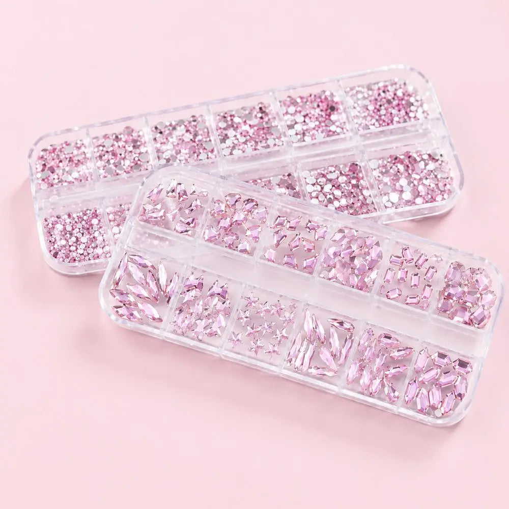 3D Acrylic Nail Rhinestones – Butterfly Teardrop Pink Purple Set Nail Art Rhinestones PRIMED