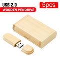 5-Pack Wooden USB Flash Drive 32/64/128GB | Custom Logo Gift USB Flash Drive PRIMED 4GB 5-BOX