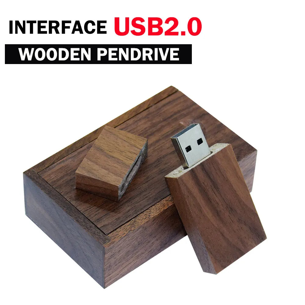 Wooden USB Flash Drive Custom Logo 4GB–128GB | Gift Box USB Flash Drive PRIMED 64 GB Walnut wood with box