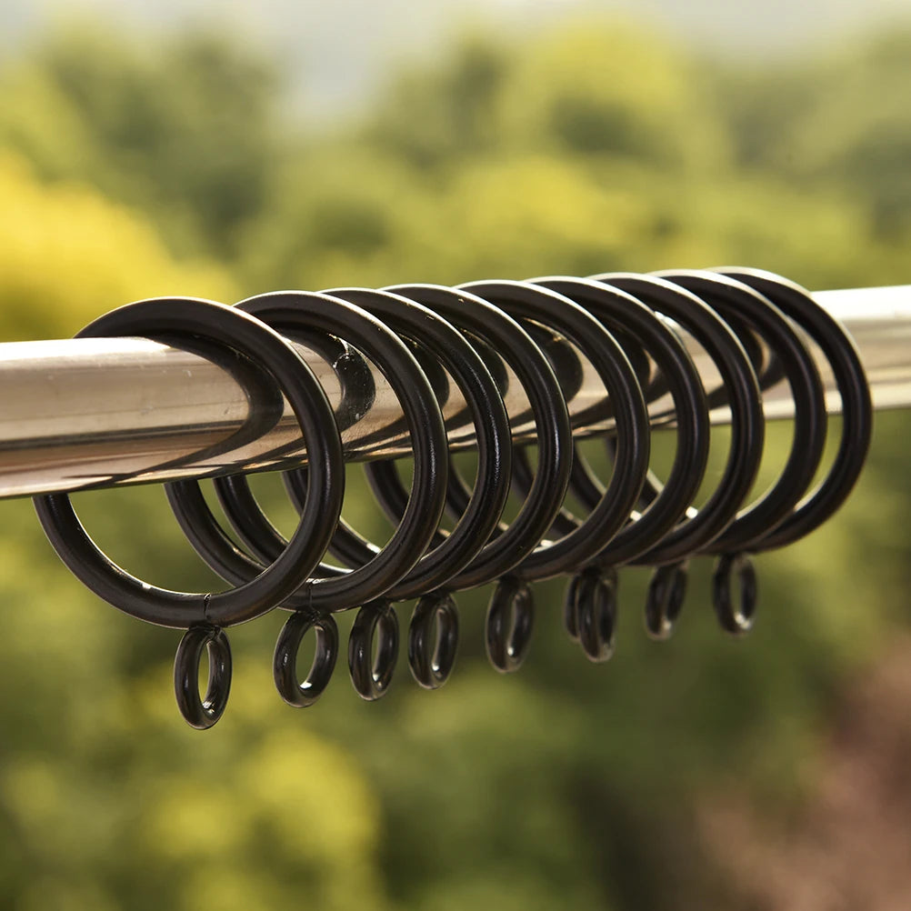 10-Pack Black Metal Curtain Rings – 25 to 55mm | Smooth Glide