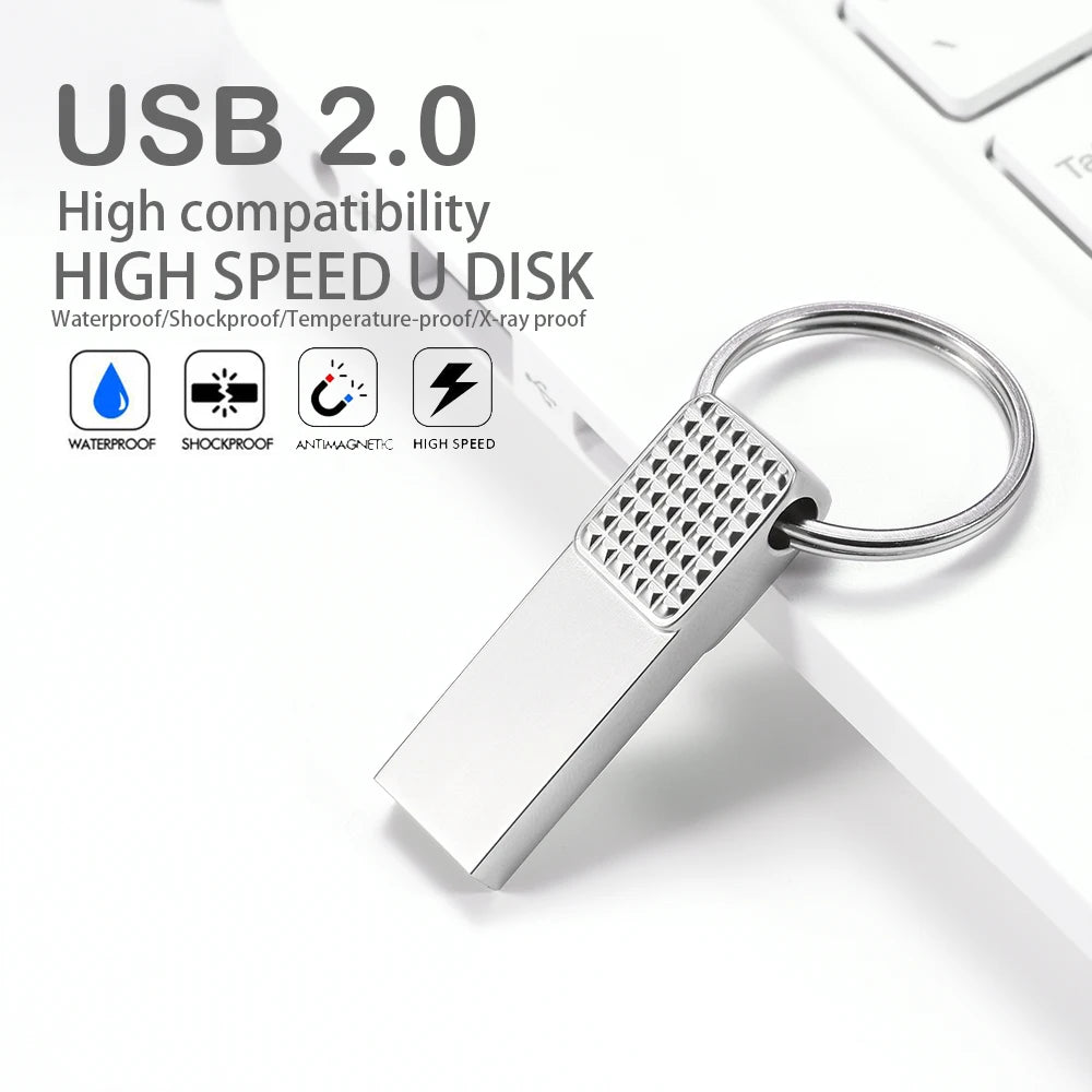 JASTER Metal USB Flash Drive 2.0 | 4GB–128GB Silver Pen Drive USB Flash Drive PRIMED