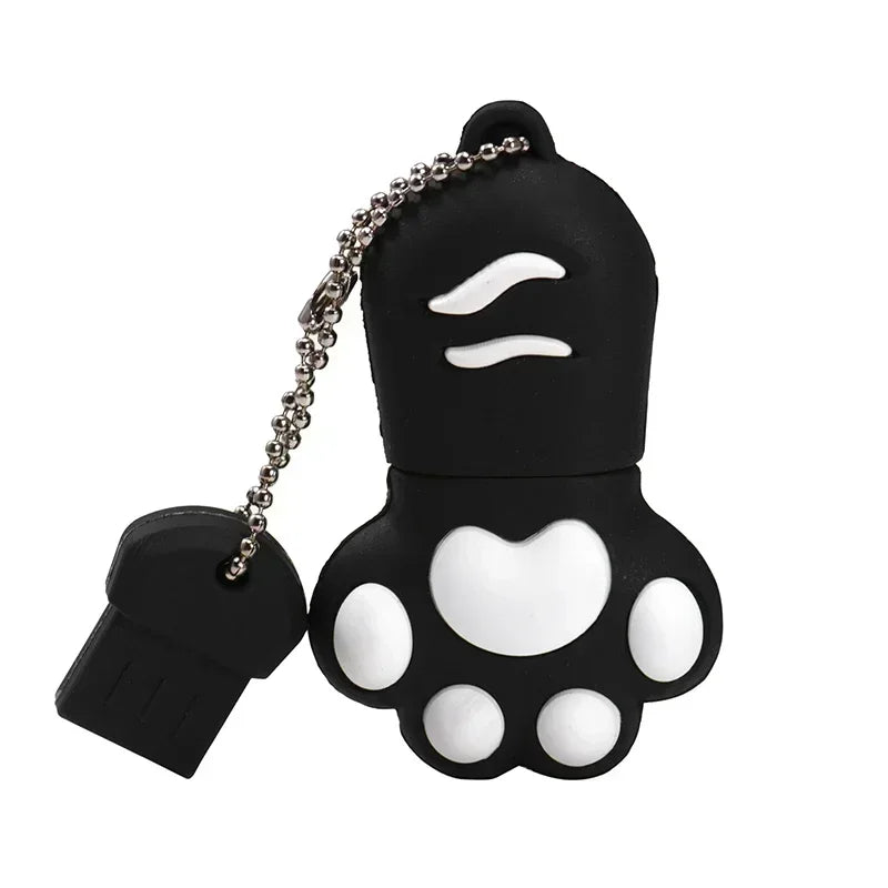 JASTER Cat Claw Silicone USB Flash Drive 4GB–128GB Keychain USB Flash Drive PRIMED Black 16GB