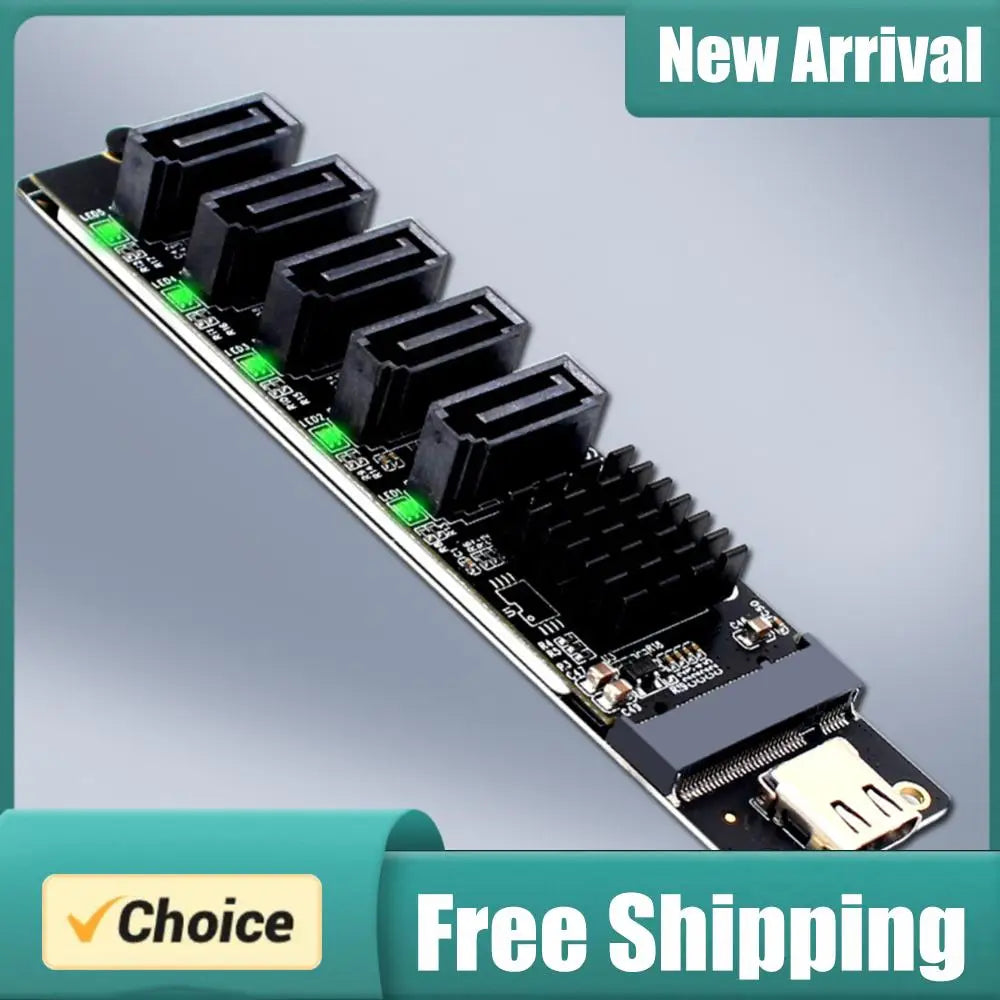 USB-C to 5-Port SATA 3.0 Adapter Card 6Gbps | Plug & Play SATA Expansion Card PRIMED