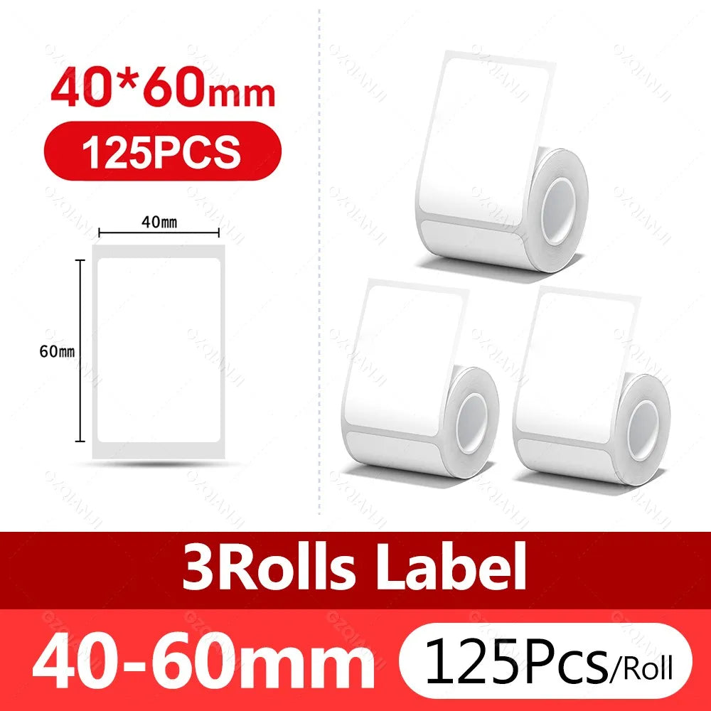 NiiMBOT Thermal Label Rolls – Waterproof Self-Adhesive B1 B21 Thermal Label Rolls PRIMED 4060 3Rolls