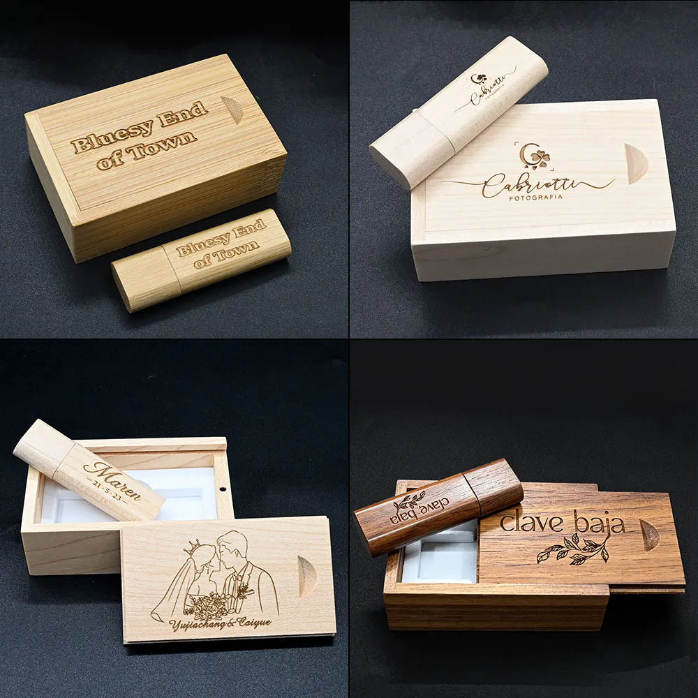10-Pack Wooden USB 3.0 Flash Drives 4–64GB Custom Logo USB Flash Drive PRIMED