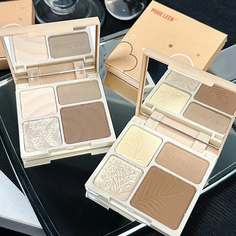 4-Color Highlight & Contour Palette – Matte Bronzer Blush Highlight Contour Palette PRIMED