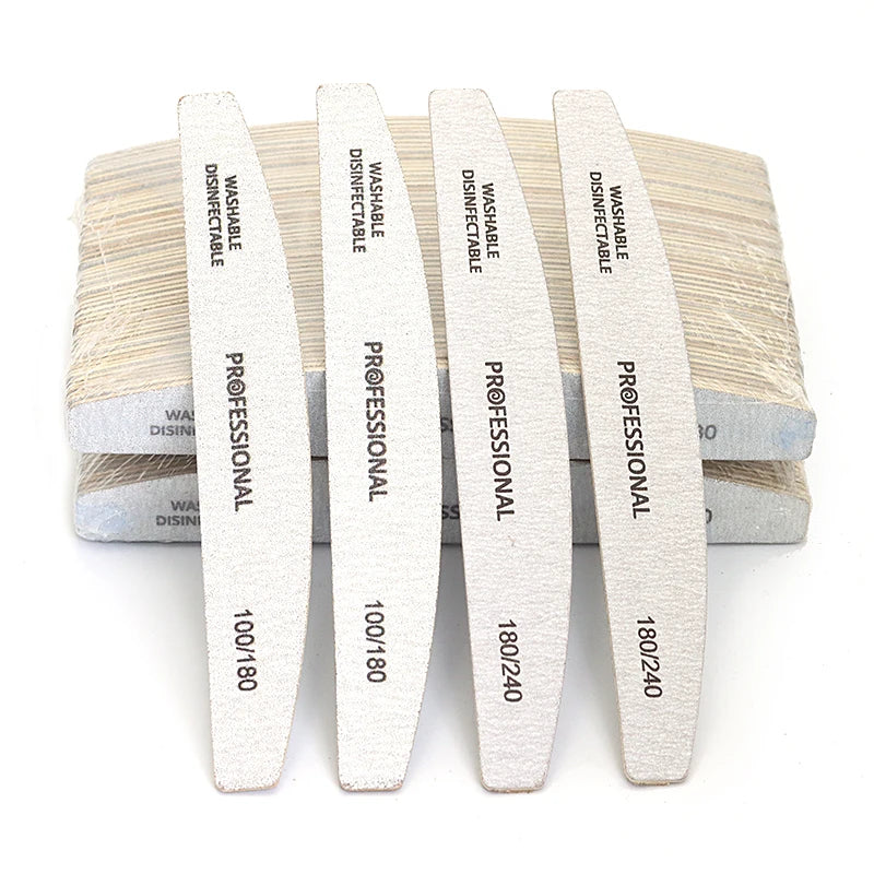 JEARLYU Half-Moon Wooden Nail Files Set 5/10/20/40 Pcs Wooden Nail Files PRIMED
