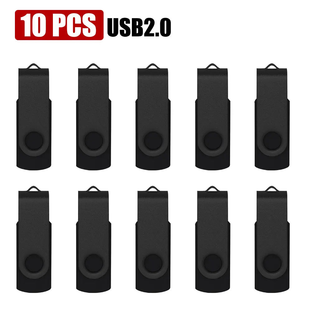 10-Pack Custom Logo Metal USB Flash Drives 256MB–128GB