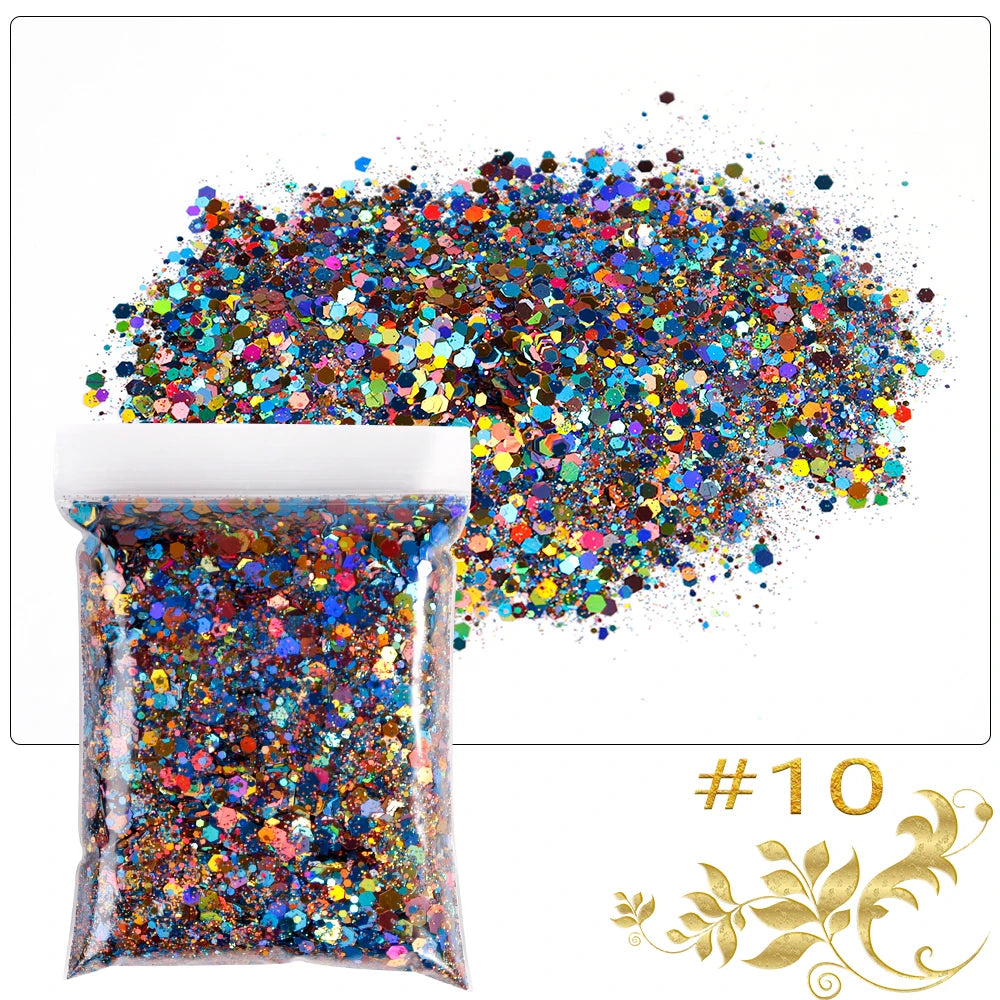 Luminous Nail Glitter Sequins 50g – 12 Colors Holographic Flakes