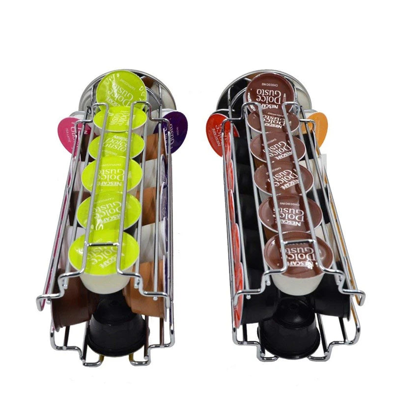 LMETJMA 360° Rotating Coffee Capsule Holder – 24 Pod Stand Coffee Capsule Holder PRIMED