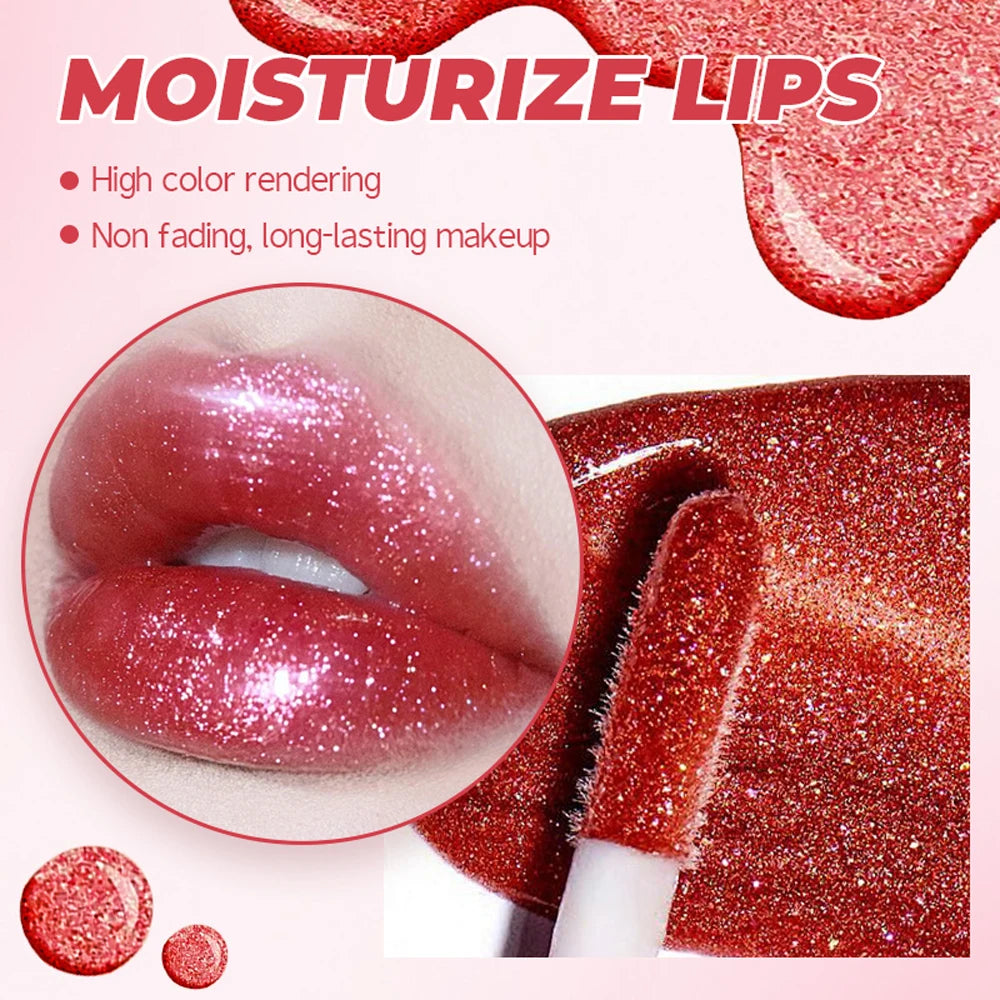 Pearl Metallic Lip Gloss – Waterproof Glitter Mirror Lip Glaze Lip Gloss PRIMED