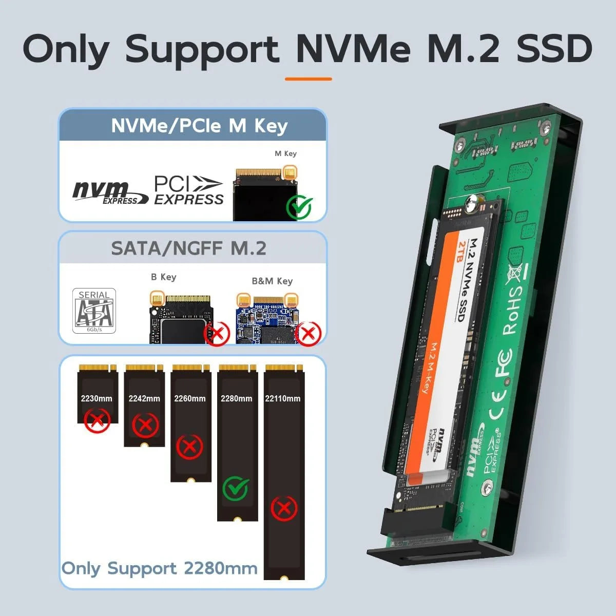 MAIWO 20Gbps M.2 NVMe SSD Enclosure USB 3.2 GEN2x2 Type-C NVMe SSD Enclosure PRIMED