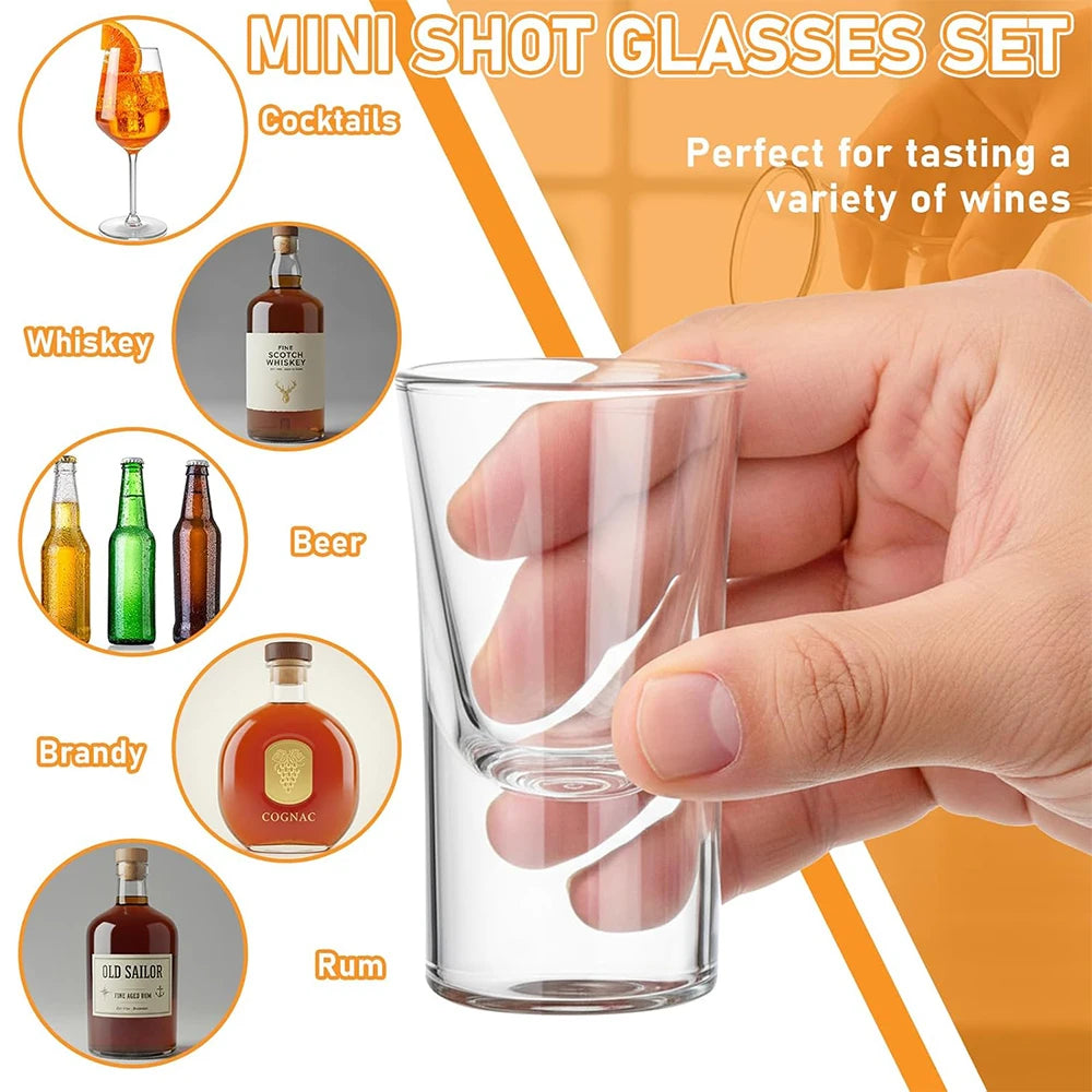 HeY LiLac Mini Shot Glasses Set – Heavy Base Clear Glass Shot Glass Set PRIMED