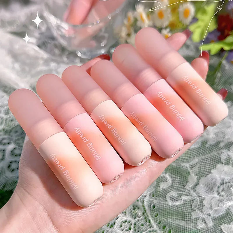 Peach Pink Matte Liquid Lipstick – Velvet Lip Glaze Waterproof Matte Liquid Lipstick PRIMED