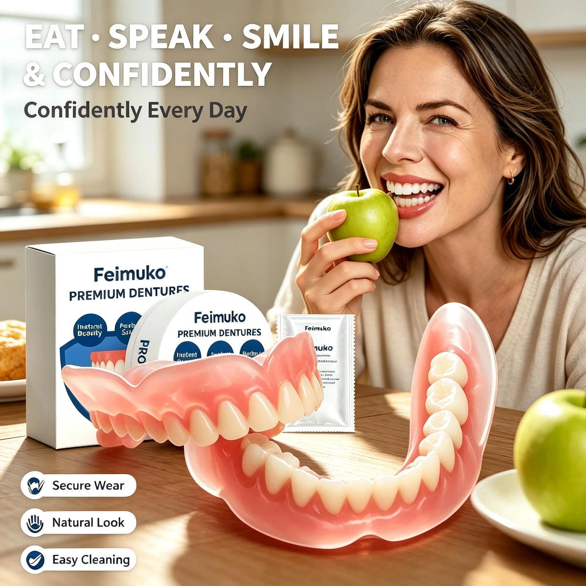 Soft Silicone Snap-On Dentures Full Set – Upper & Lower Teeth Snap-On Dentures PRIMED